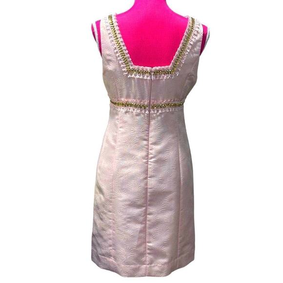Lilly Pulitzer Karter Glisten Fan Jacquered Shift Dress in Paradise Tint Size 2 - Picture 3 of 9